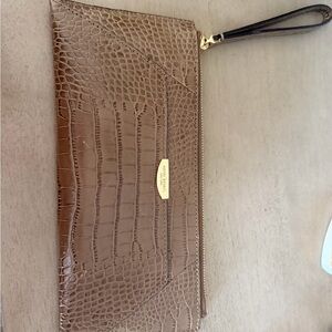 Henri Bendel Brown Croc-Embossed Mini Bag
